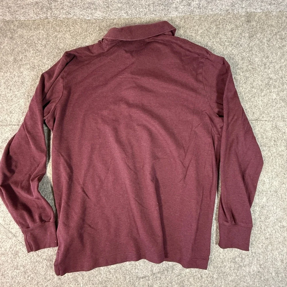 Polo Ralph Lauren Polo Shirt Mens Large Burgundy Long Sleeve Classic Fit Cotton